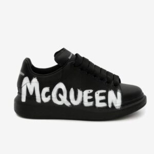 Alexander McQueen graffiti-logo print leather Black