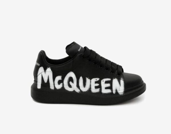 Alexander McQueen graffiti-logo print leather Black