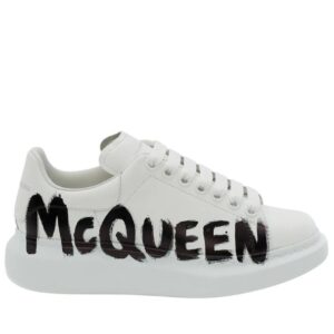 Alexander McQueen graffiti-logo print leather White