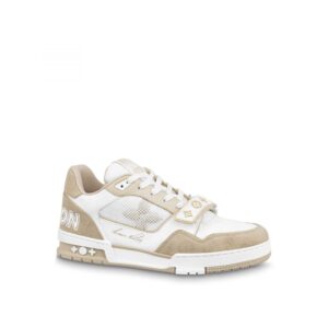 Louis Vuitton LV Trainer Sneaker Velcro strap Monogram denim Beige