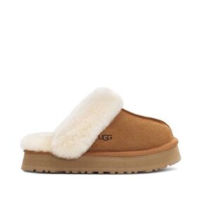 UGG Disquette Suede Sheepskin Platform Slippers