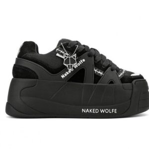 Naked Wolfe Suede Printed Chunky Sneakers - Black