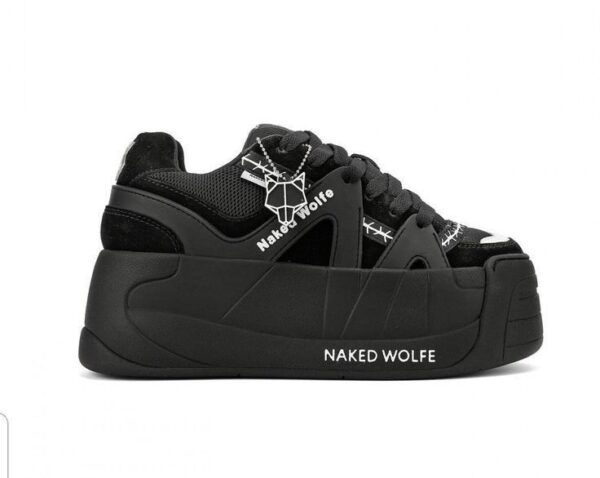 Naked Wolfe Suede Printed Chunky Sneakers - Black