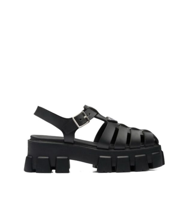 Prada caged platform black sandals