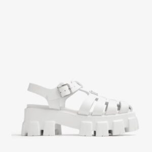 Prada caged platform white sandals