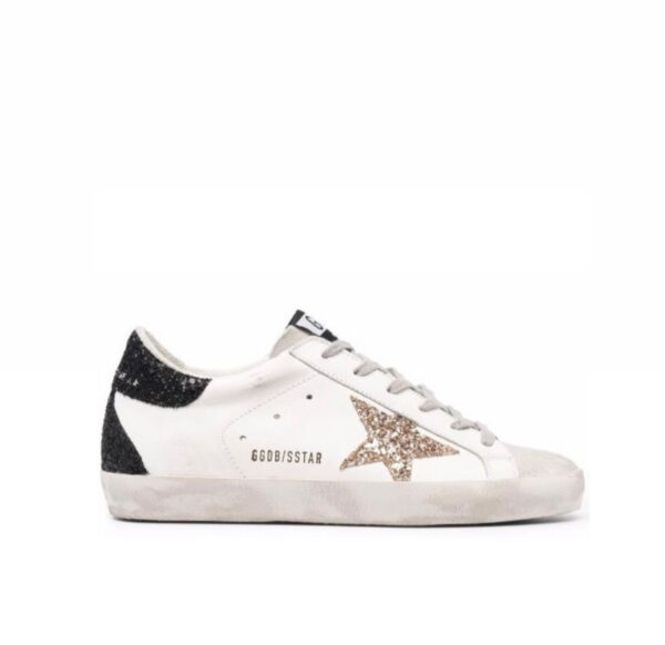 Golden Goose Superstar in white, black & glitter Star