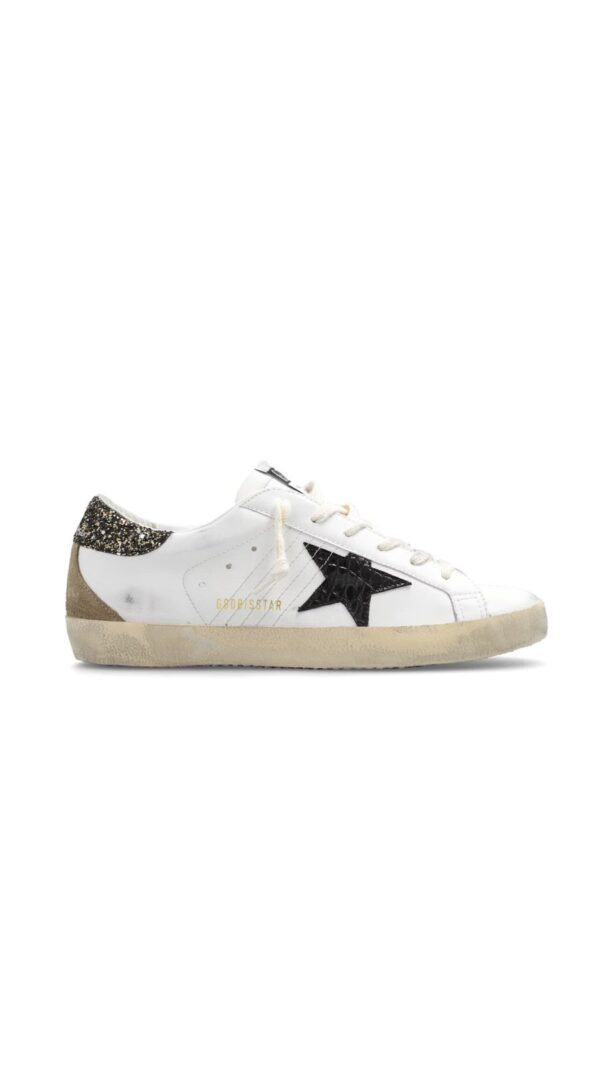 Golden Goose Super-Star White Black Croc Glitter