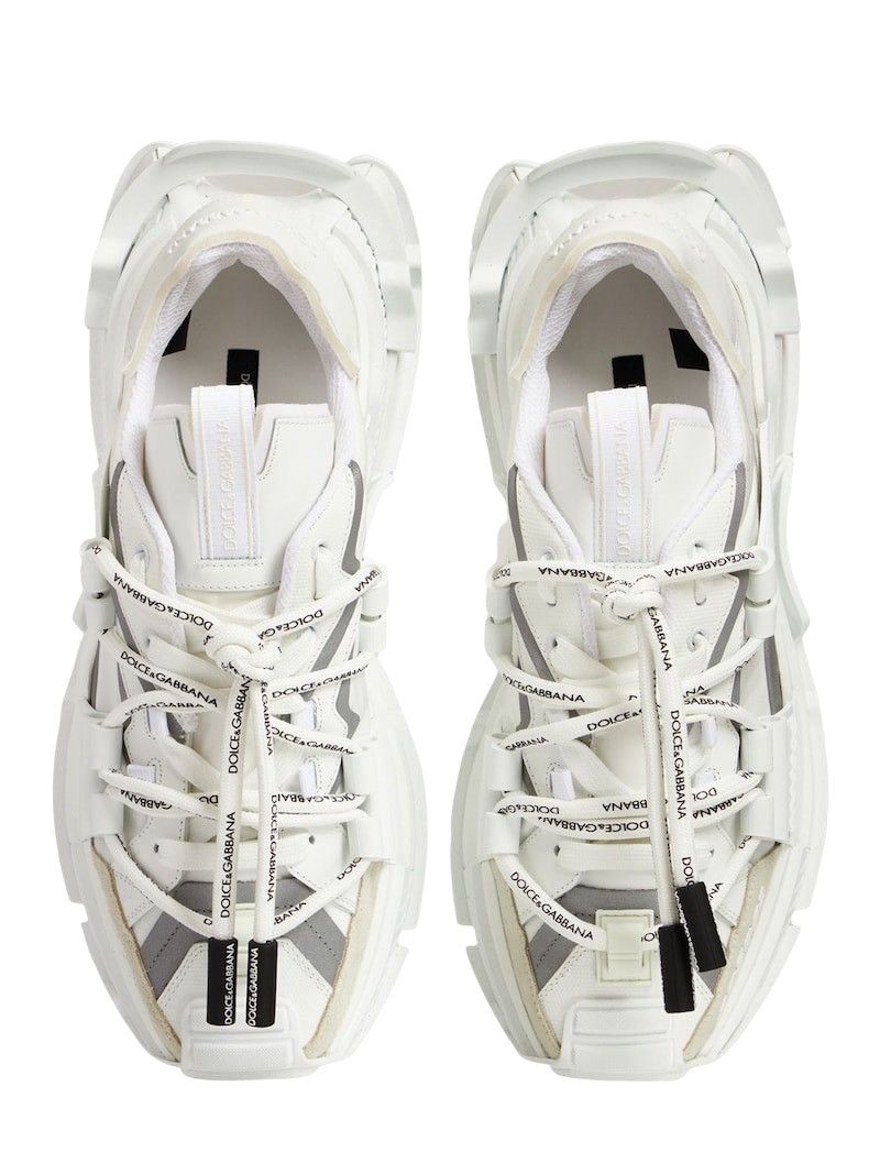 DOLCE & GABBANA Shoes White Gray Low Top Space Sneakers - Image 4