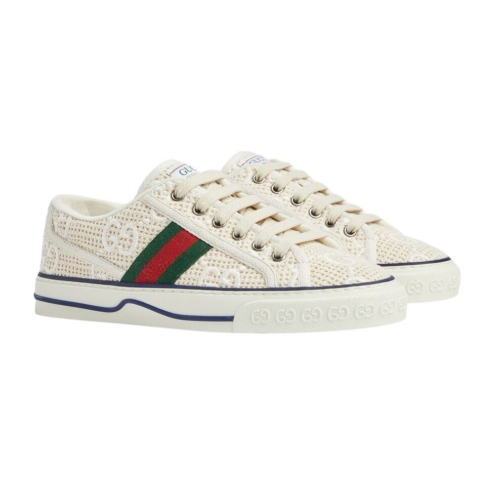 Gucci Women's Tennis 1977 GG Embroidered Crochet Cotton