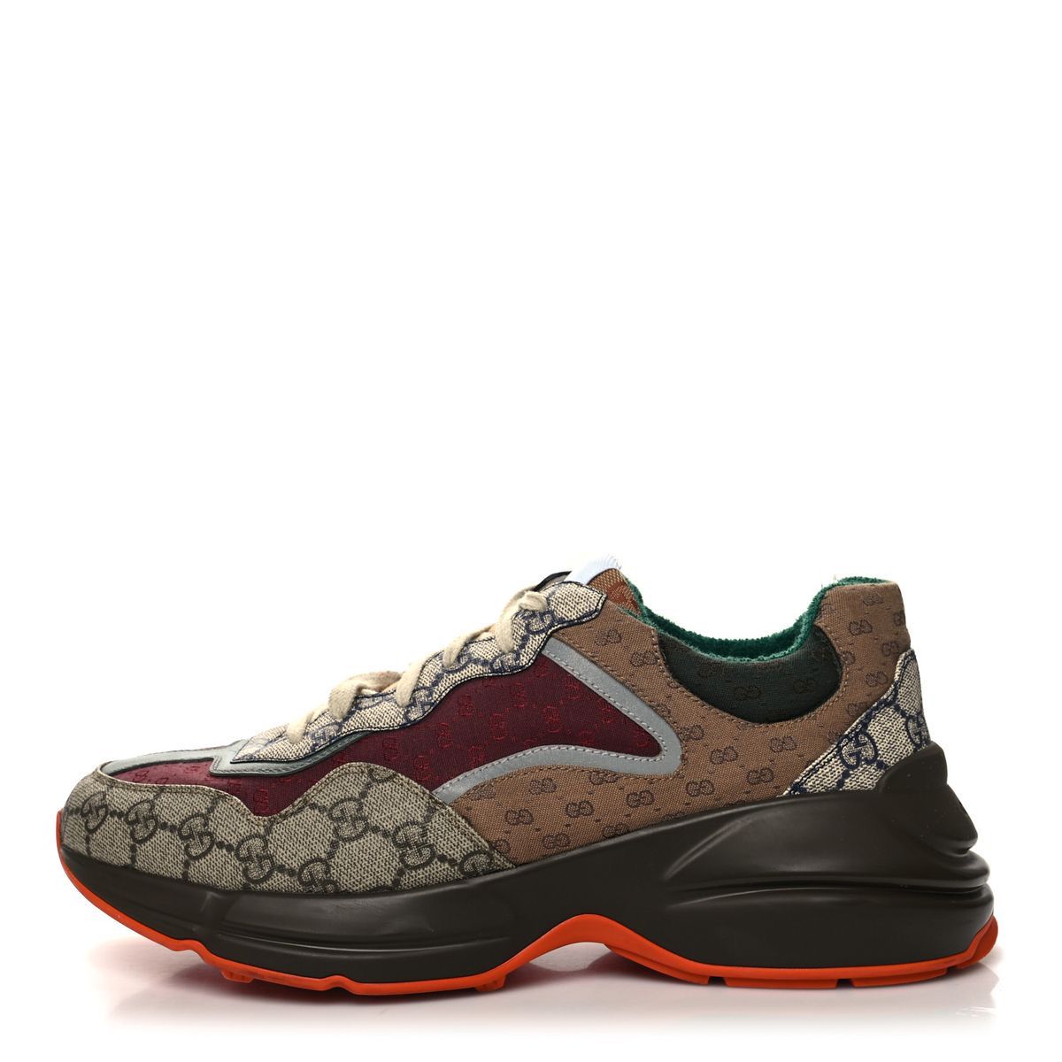 Gucci Multicolor GG Supreme Canvas and Leather Rhyton Sneakers - Image 3