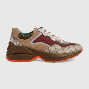 Gucci Multicolor GG Supreme Canvas and Leather Rhyton Sneakers