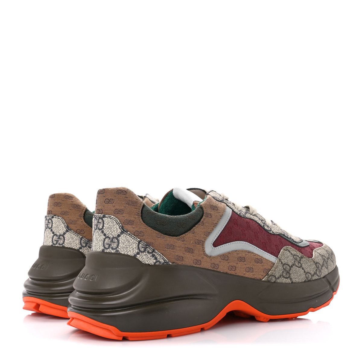 Gucci Multicolor GG Supreme Canvas and Leather Rhyton Sneakers - Image 4