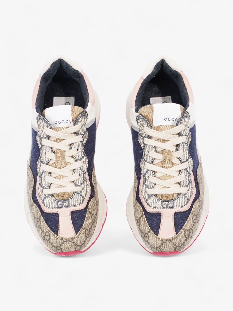 Gucci Multicolor GG Supreme Canvas and Leather Rhyton Sneakers - Image 3