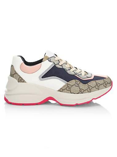 Gucci Multicolor GG Supreme Canvas and Leather Rhyton Sneakers