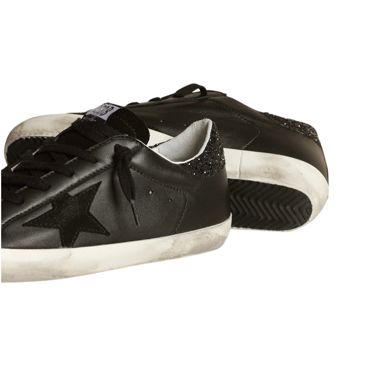 Golden Goose Super-Star Super-Star in black nappa with black star and glitter heel tab(Women's) - Image 4
