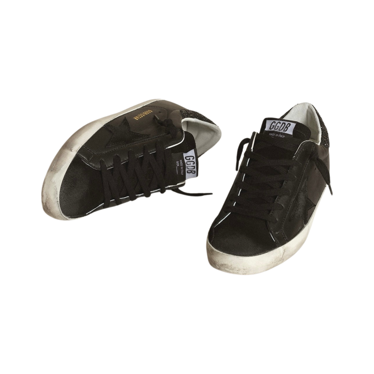 Golden Goose Super-Star Super-Star in black nappa with black star and glitter heel tab(Women's) - Image 2