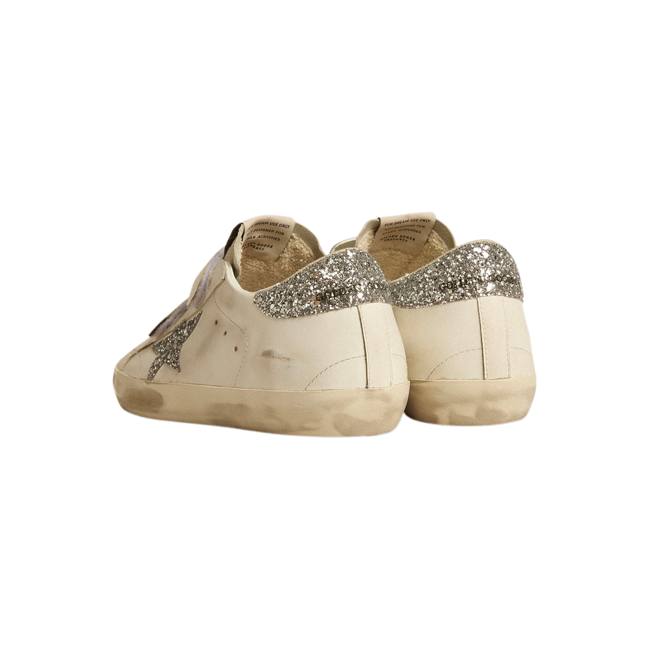 Golden Goose Super-Star Old School with silver glitter star and ice-gray suede tongue(Women's) - Image 4