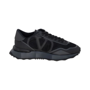 Valentino Black Lace And Mesh Lacerunner Sneakers