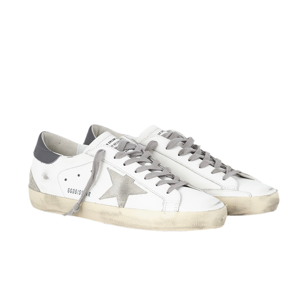 Golden Goose Super-Star trainers in smooth white leather with dark grey back and suede leather star(Men) - Image 2