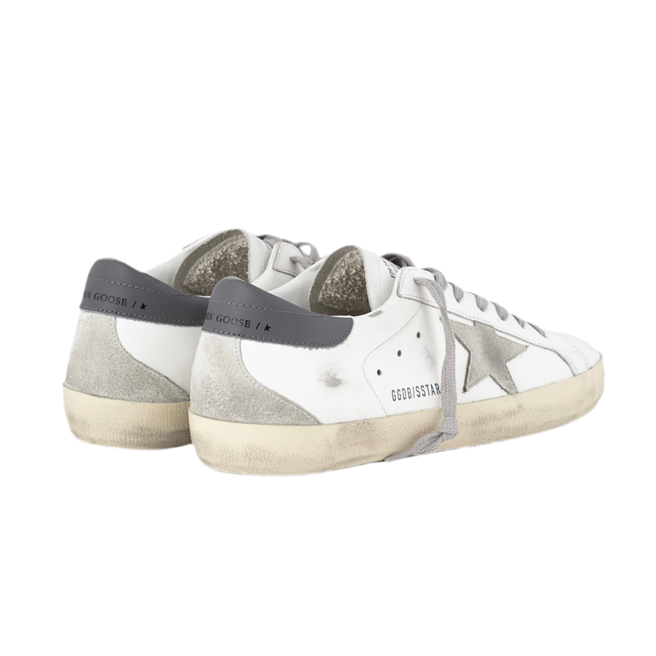Golden Goose Super-Star trainers in smooth white leather with dark grey back and suede leather star(Men) - Image 3